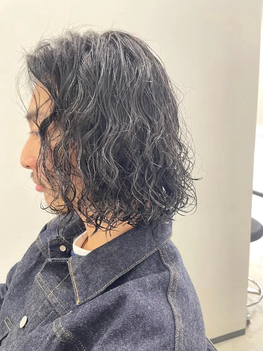 ミディアム パーマ メンズ ミディアムパーマ メンズパーマ ボブ スパイラルパーマ パーマ 齋藤成/ ECLAT HAIRのヘアスタイル