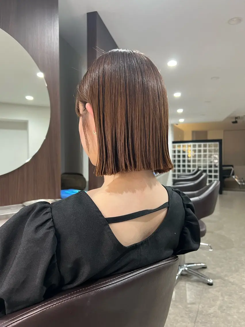 ミディアム カット 縮毛矯正 トリートメント 艶髪/髪質改善 【熊野隼人】のヘアスタイル