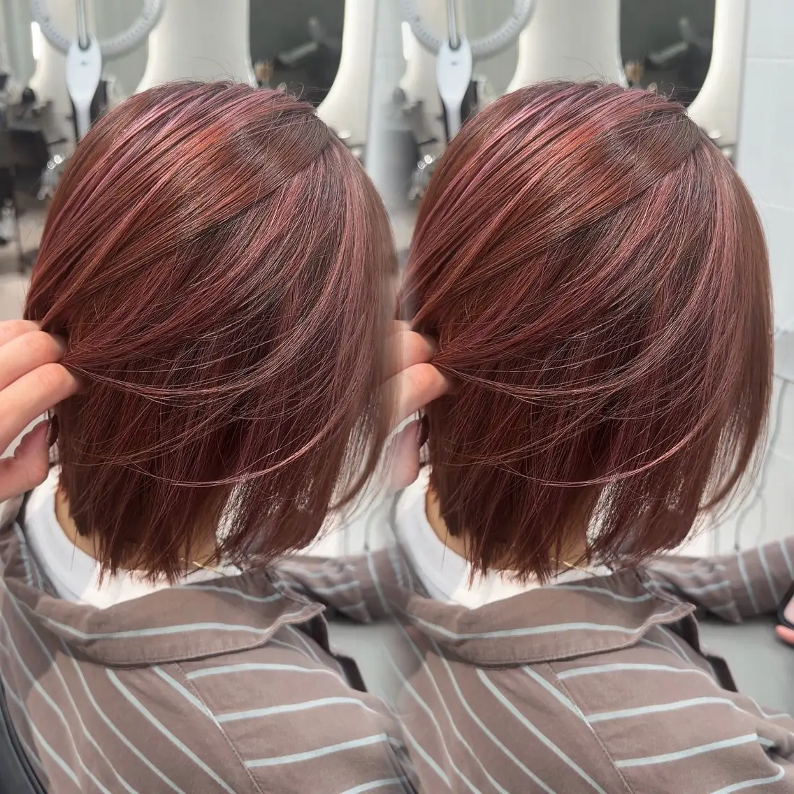 ミディアム カラー ハイライトカラー ピンクカラー ハイライト カット ヘアカラー トリートメント 原宿/ハイライト バレイヤージュ/大智のヘアスタイル