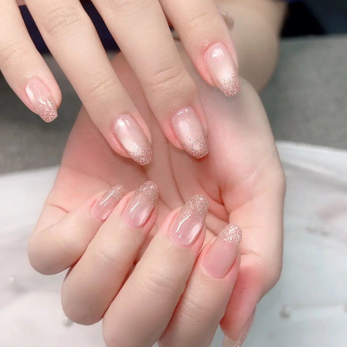 ネイル キラキラネイル ラメ(グリッター) マグネットネイル ピンク ハンドネイル Cute Tips nailのネイルデザイン