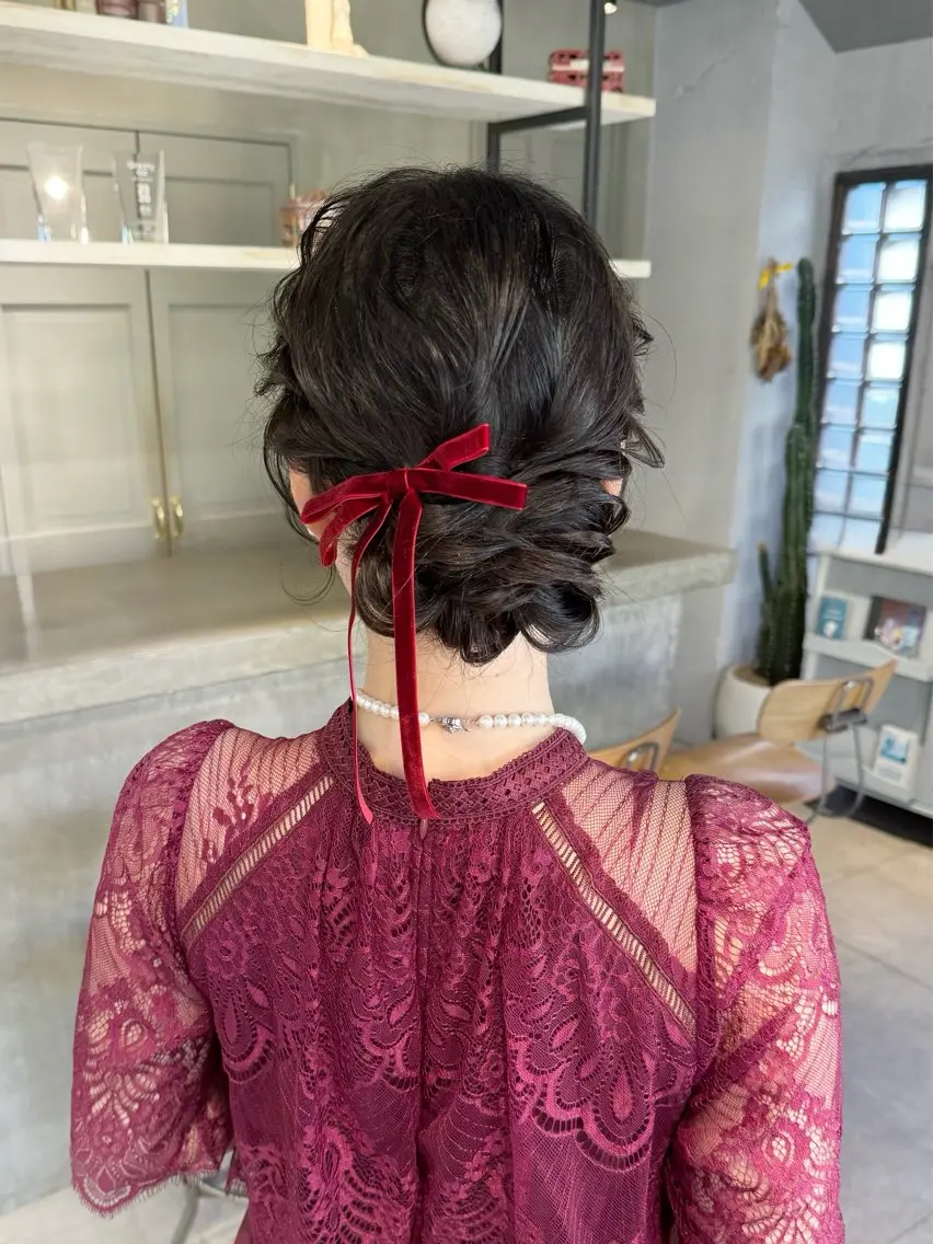 ヘアアレンジ 結婚式・ブライダル ヘアセット 🫧札幌ブリーチなし 透明感カラーゆん🫧のヘアスタイル