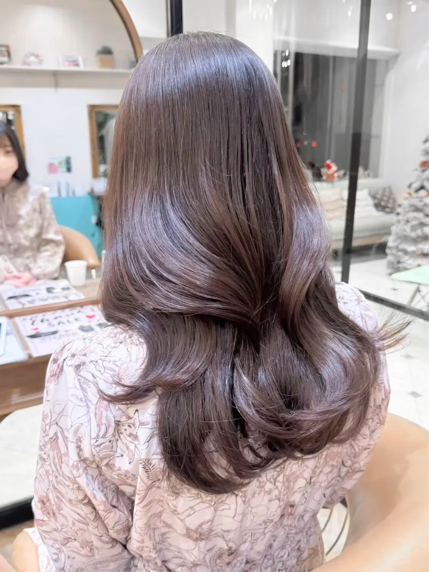 セミロング カット ヘアカラー トリートメント 縮毛矯正/韓国ヘア /レイヤー🎀ミズキのヘアスタイル