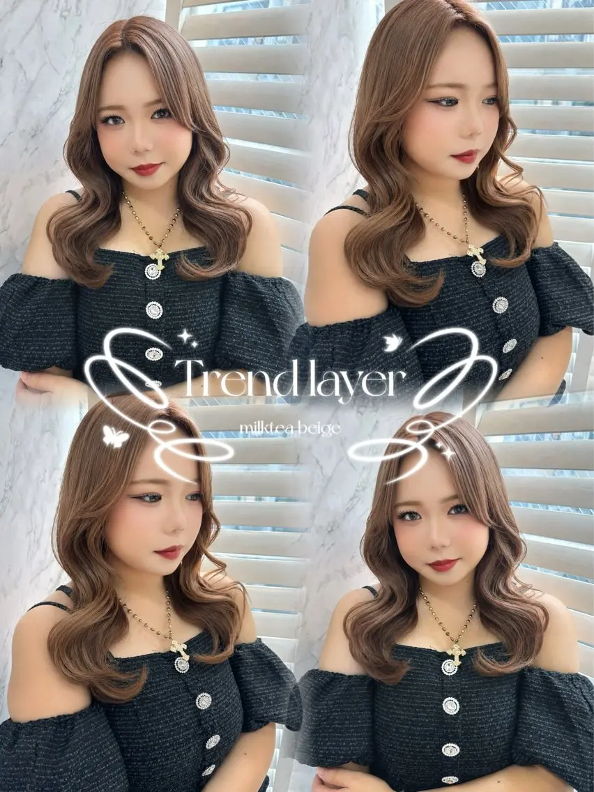 セミロング ラベンダーベージュ 学生 韓国風ヘア ヘアカラー 🦋ami/浦和 韓国ガーリー🦋のヘアスタイル