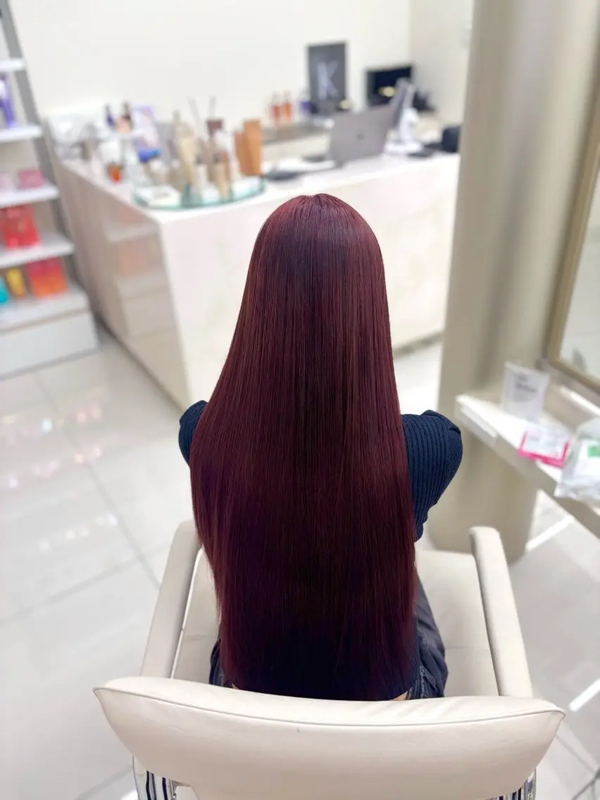ロング カラー ブリーチ ブリーチなしカラー レッドカラー ヘアカラー トレンドヘア/ ワンホン/aimiのヘアスタイル