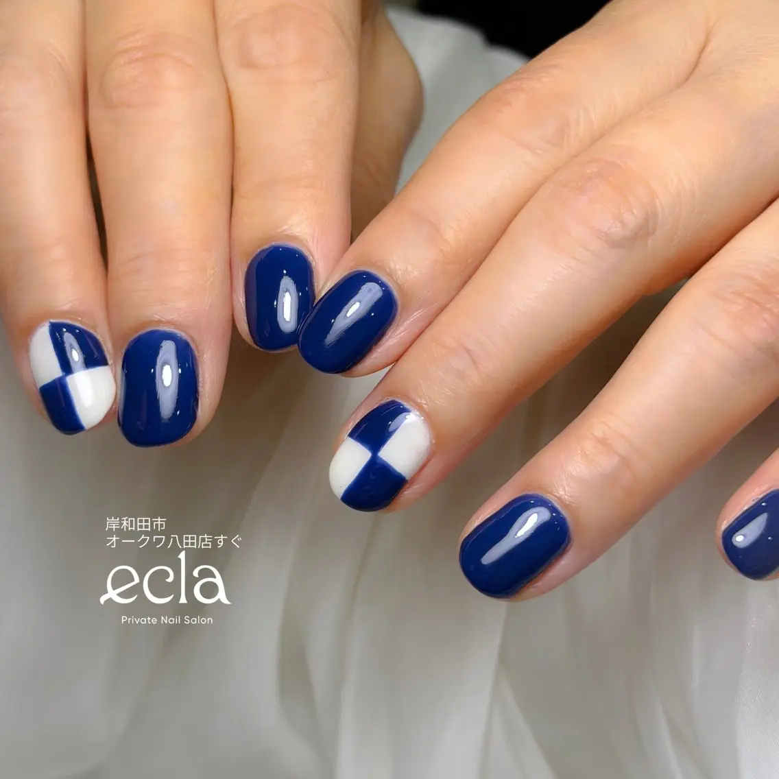 ネイル アートネイル ジェルネイル 持ち込み ネイビー パラジェル ハンドネイル Nail Salon ecla 〜エクラ〜のネイルデザイン