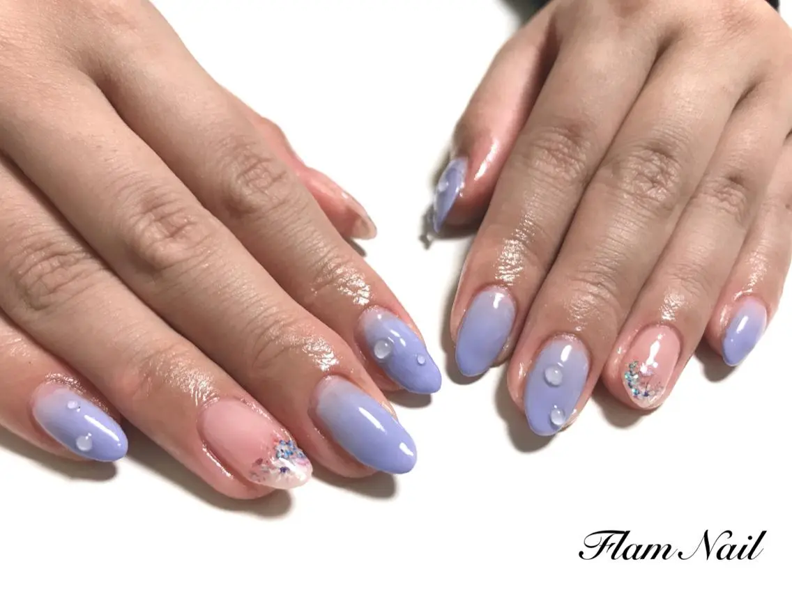 ネイル パープル ハンドネイル Flam Nailのネイルデザイン