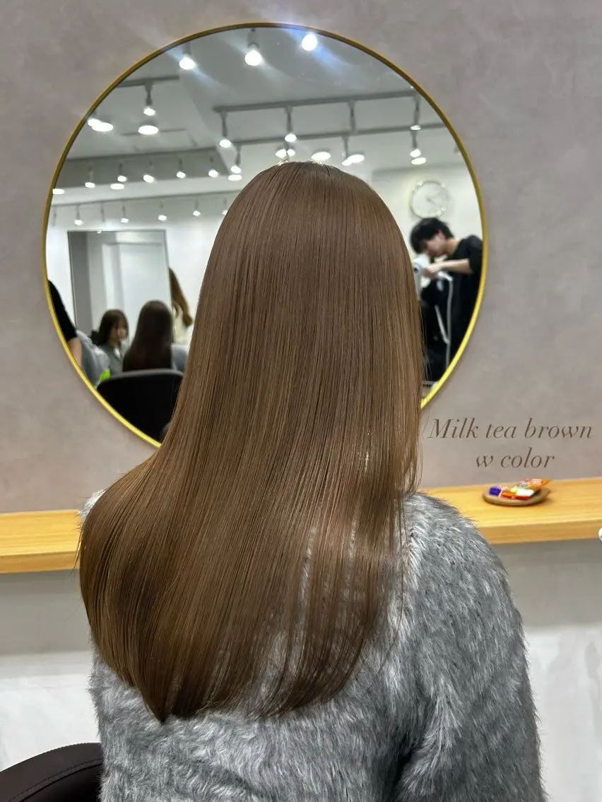 ロング カラー ヘアアレンジ ヘアカラー トリートメント ヘアセット ブリーチなしカラー/ ブラウン/レイヤーのヘアスタイル