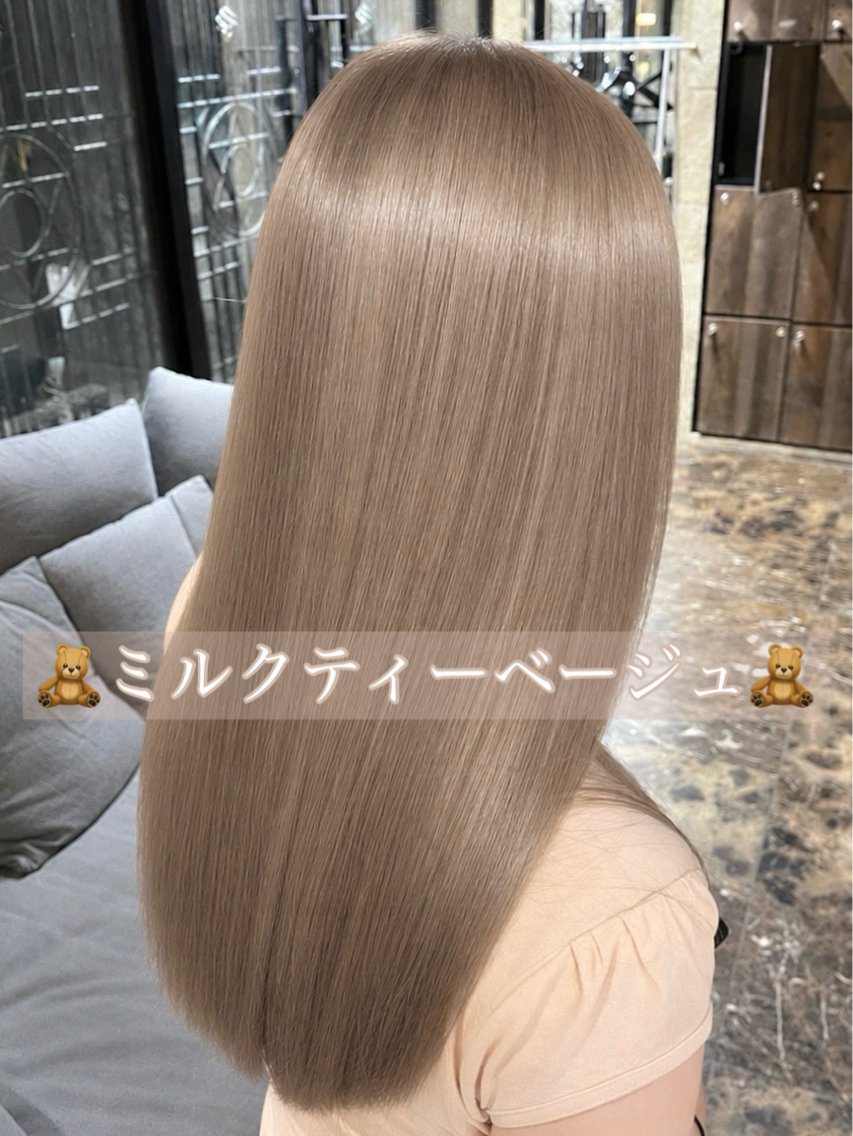 ロング カラー ヘアアレンジ ベージュカラー ブリーチ ミルクティーベージュ カット ヘアカラー トリートメント ヘアセット 𝑹𝒆𝒊𝒚𝒂 🥀/名駅/艶カラーのヘアスタイル