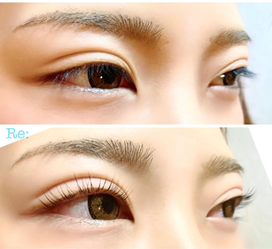 マツエク・マツパ 目尻長め ナチュラル パリジェンヌラッシュリフト 一重×まつ毛パーマ マツパ Lash Re：のマツエク・マツパデザイン