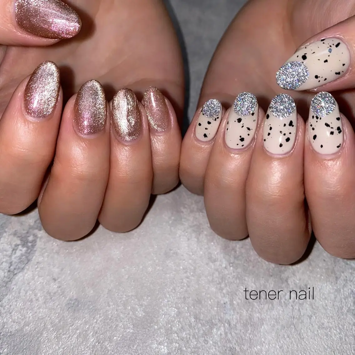 ネイル オーロラネイル フラッシュネイル マグネットネイル ピンク テネルネイル tener nailのネイルデザイン