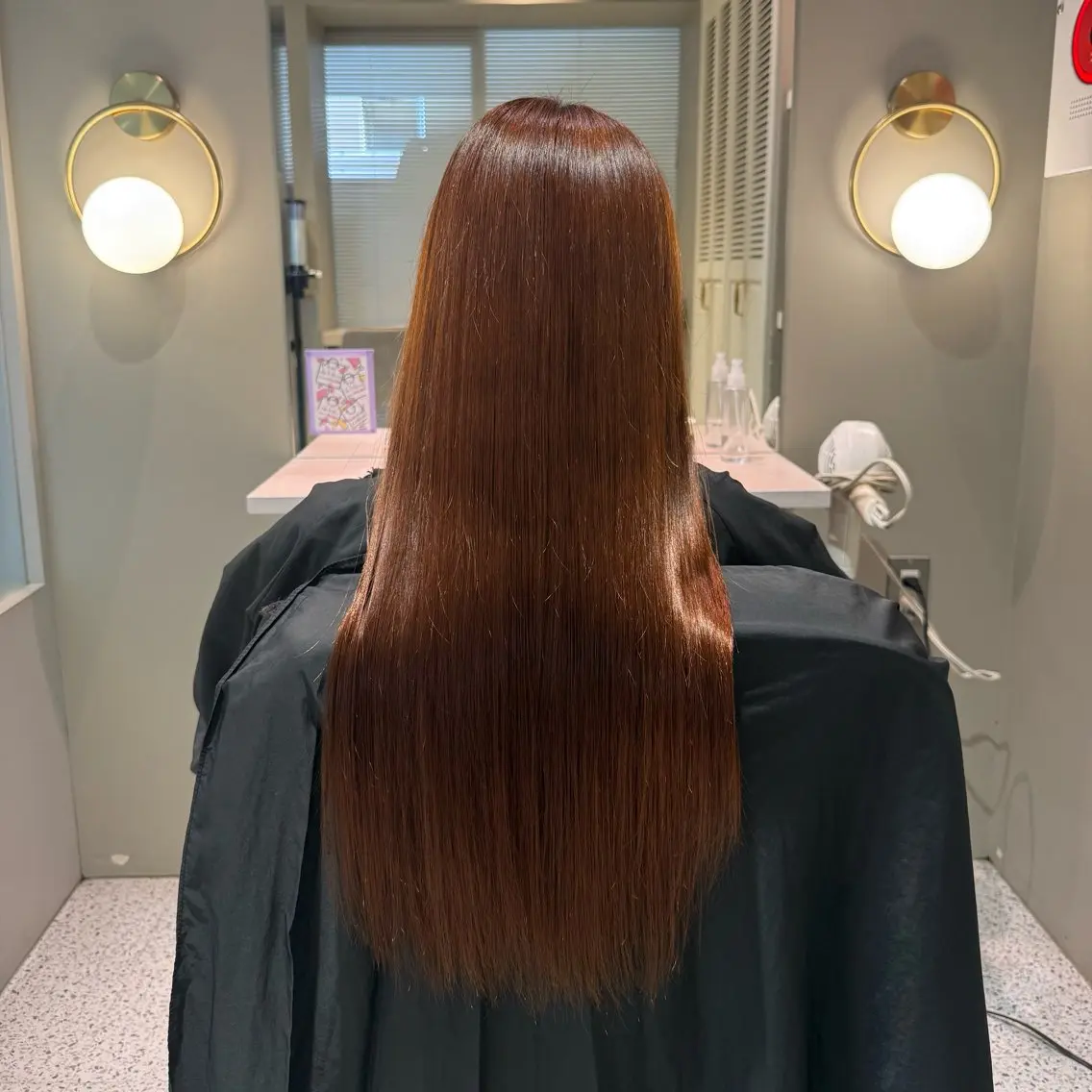 ロング カラー ブラウンカラー オレンジ オレンジブラウン 千葉 優奈のヘアスタイル