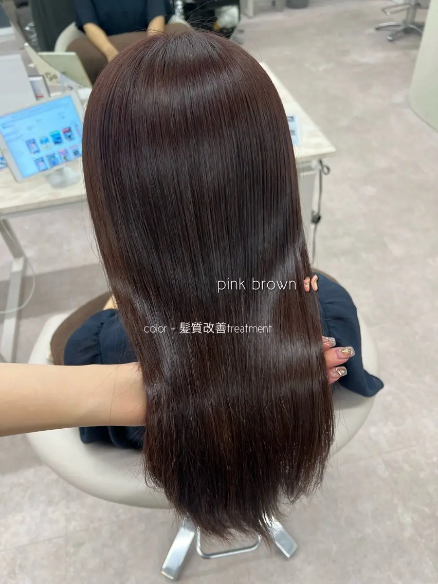 ロング カラー トリートメント 酸熱トリートメント ヘアカラー トリートメント 美髪矯正/シークレッ トハイライト🤍りさのヘアスタイル