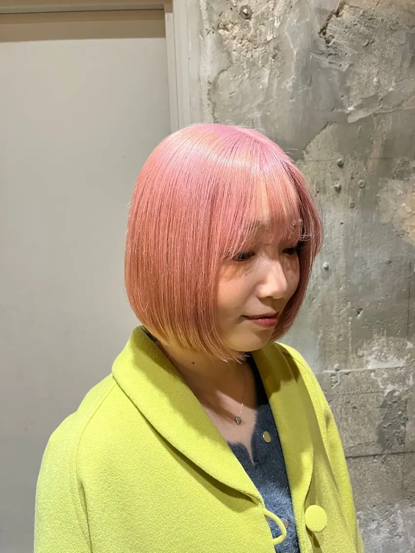 ミディアム カラー ヘアアレンジ ブリーチ ケアブリーチ ダブルカラー ハイトーンカラー ピンクカラー カット ヘアカラー トリートメント 美髪/透明感/レイヤ ーTATSUKI☘️のヘアスタイル