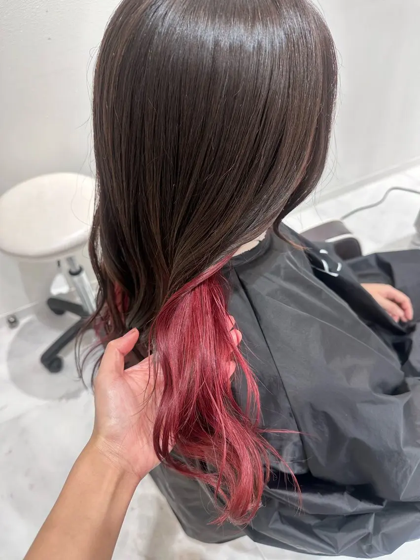 ロング カラー ピンクカラー ヘアカラー トリートメント 💘韓国カラー💘 クルミのヘアスタイル