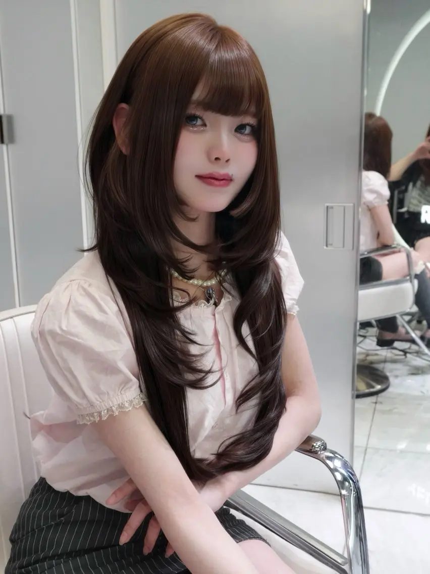カラー つばさ☁️ 中韓MIXスタイルのヘアスタイル