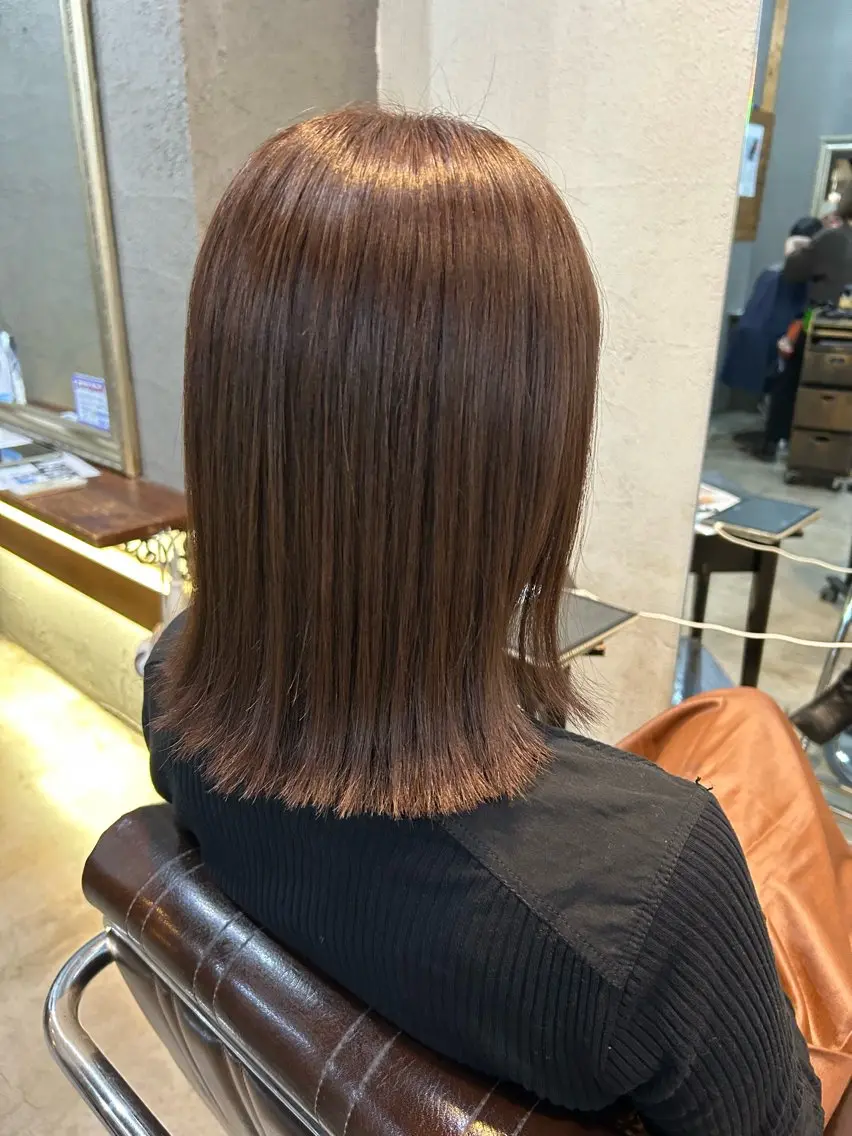 ミディアム 縮毛矯正 カット 縮毛矯正 桜田 修未のヘアスタイル