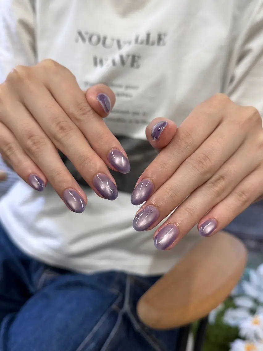 ネイル オーロラネイル 長さ出し フレンチネイル ジェルネイル ガラスフレンチ ハンドネイル Rela・S NAILのネイルデザイン