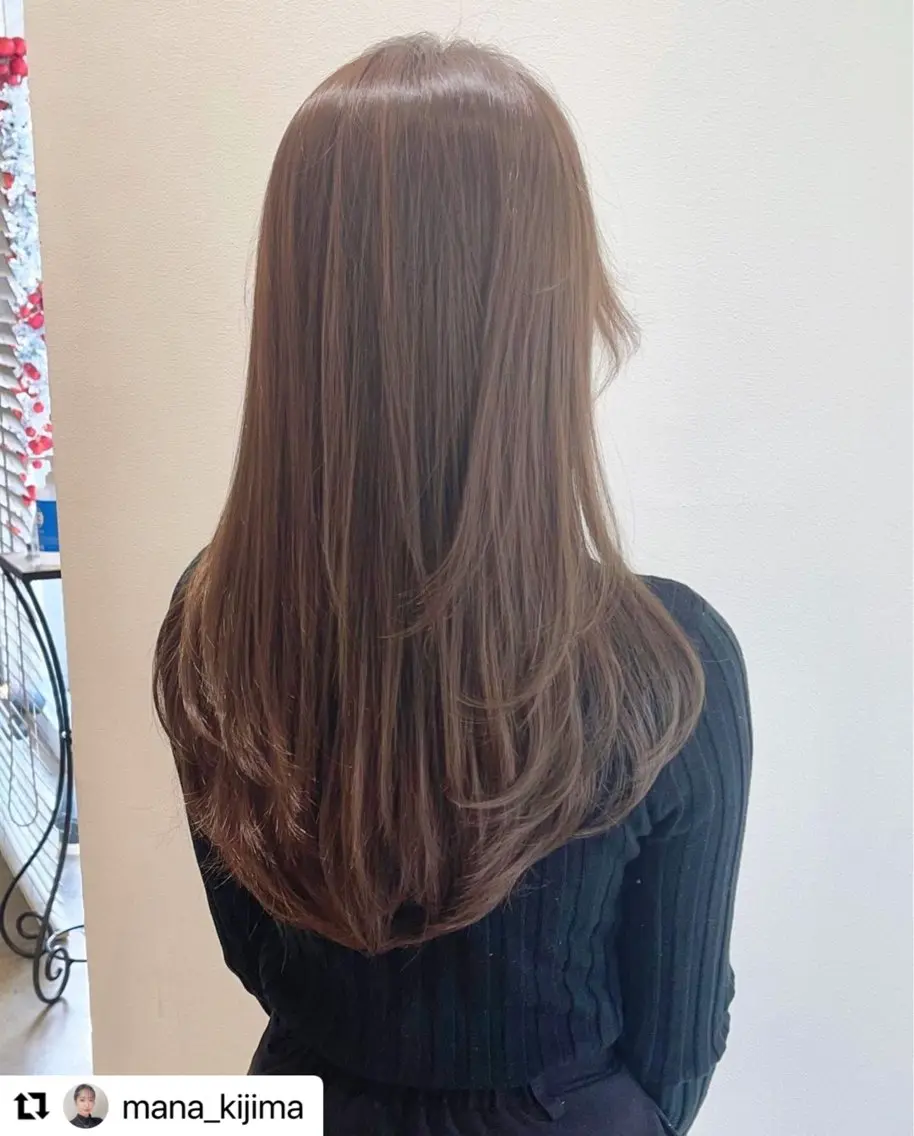 ロング レイヤーカット ロング カット ヘアカラー レイヤーカット✂︎ きじま　まなのヘアスタイル