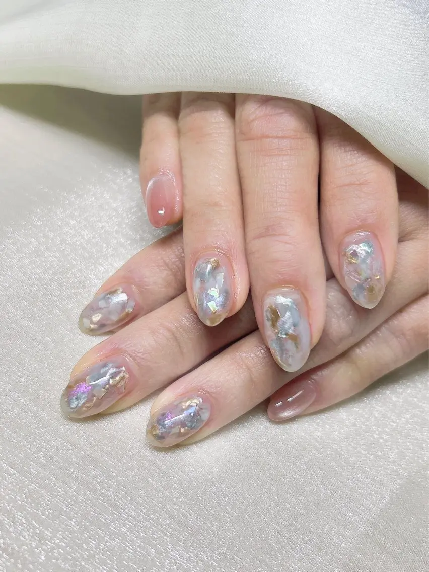ネイル アートネイル ミラーネイル 持ち込み ニュアンスネイル ストーンネイル LUKA NAILのネイルデザイン