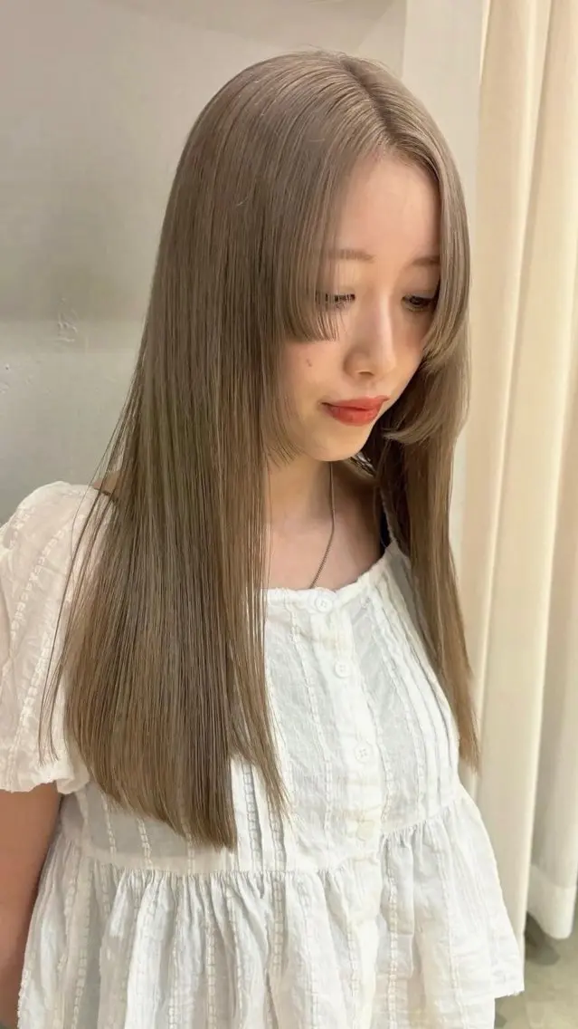 セミロング カラー カット ヘアカラー トリートメント オリーブ/縮毛♡ Natsuno🩰のヘアスタイル