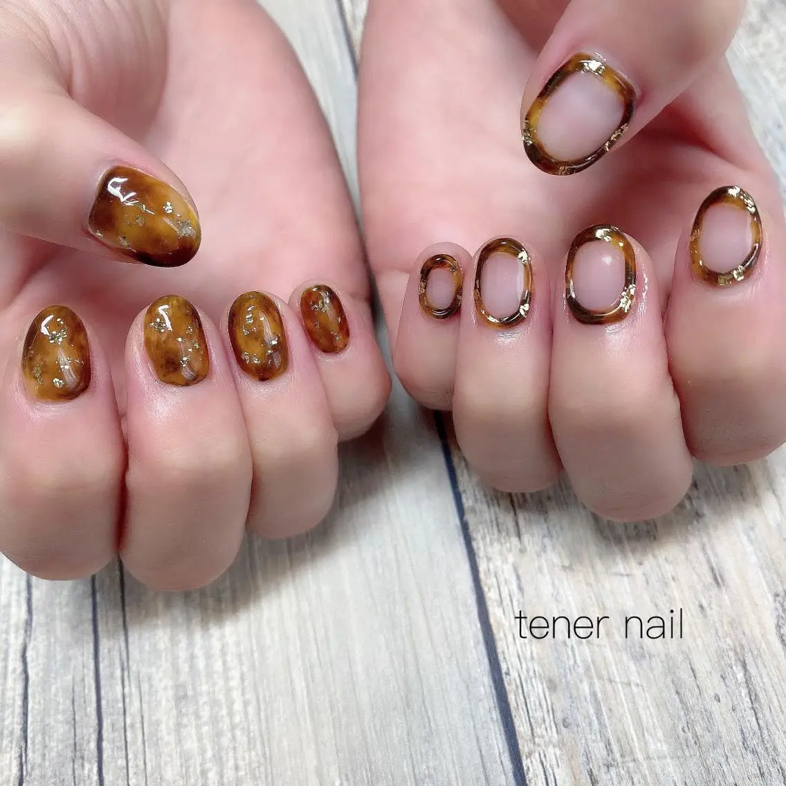 ネイル べっ甲ネイル クリアネイル テネルネイル tener nailのネイルデザイン