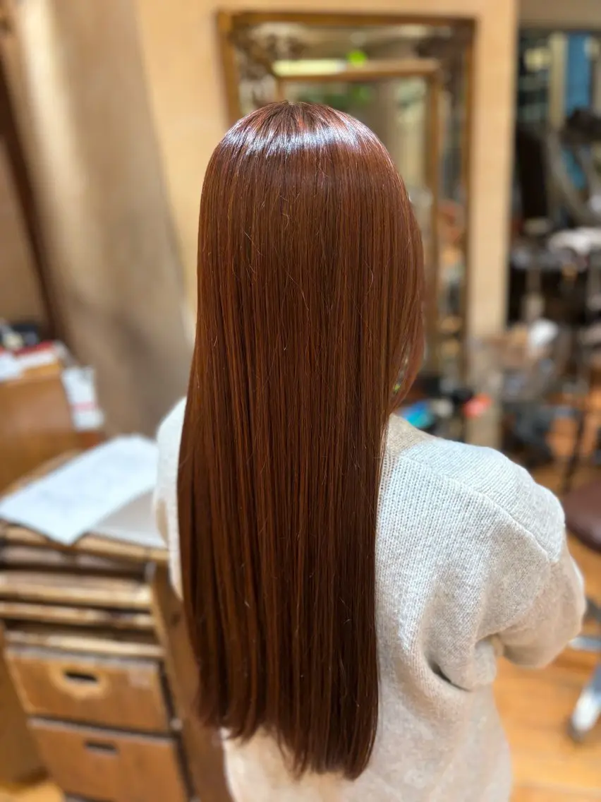 カラー ブリーチ ブラウンカラー オレンジ オレンジブラウン 縮毛矯正 :)) Konoha⋆｡˚✩のヘアスタイル