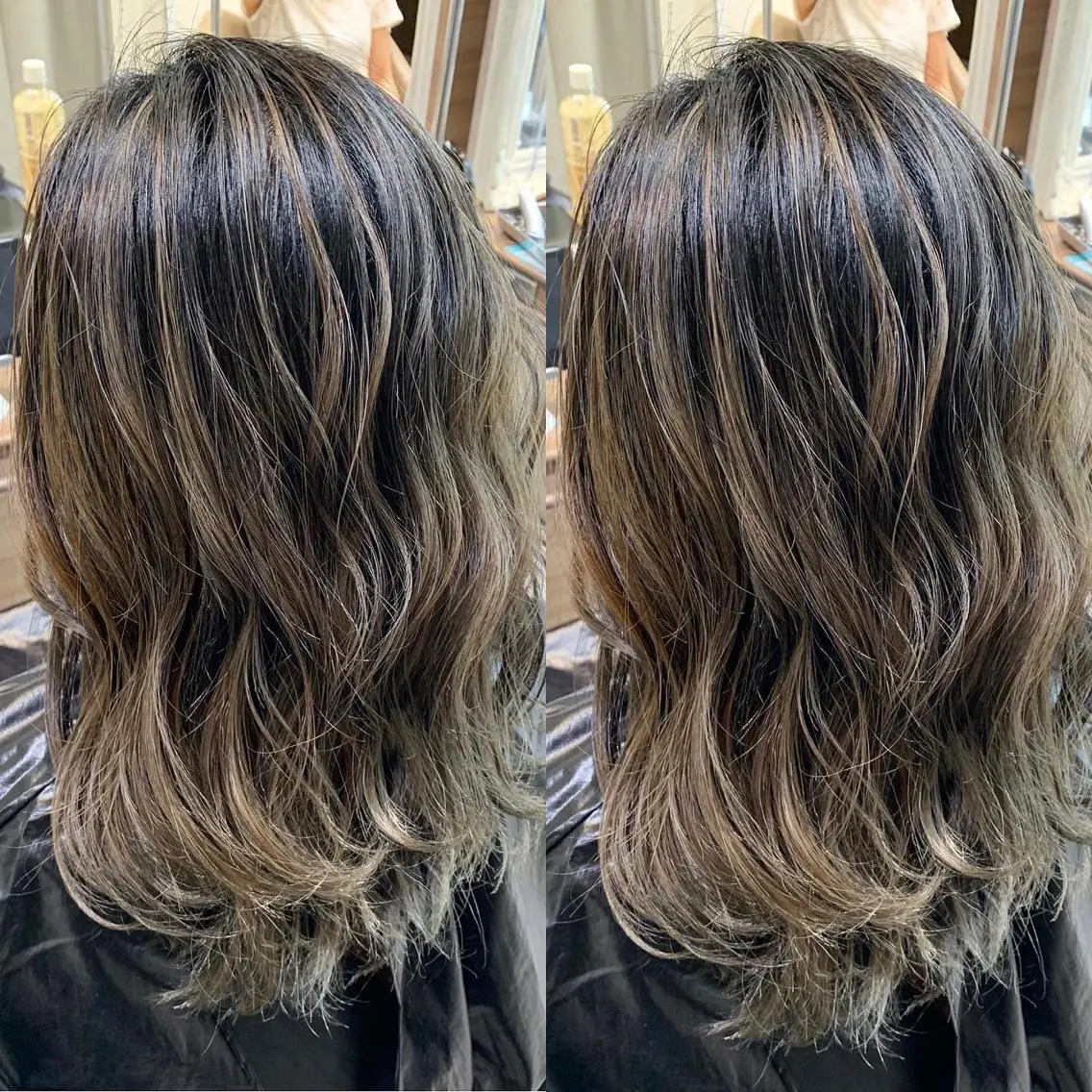 セミロング カラー ヘアアレンジ 白髪ぼかしハイライト 茗荷谷駅徒歩2分のヘアスタイル