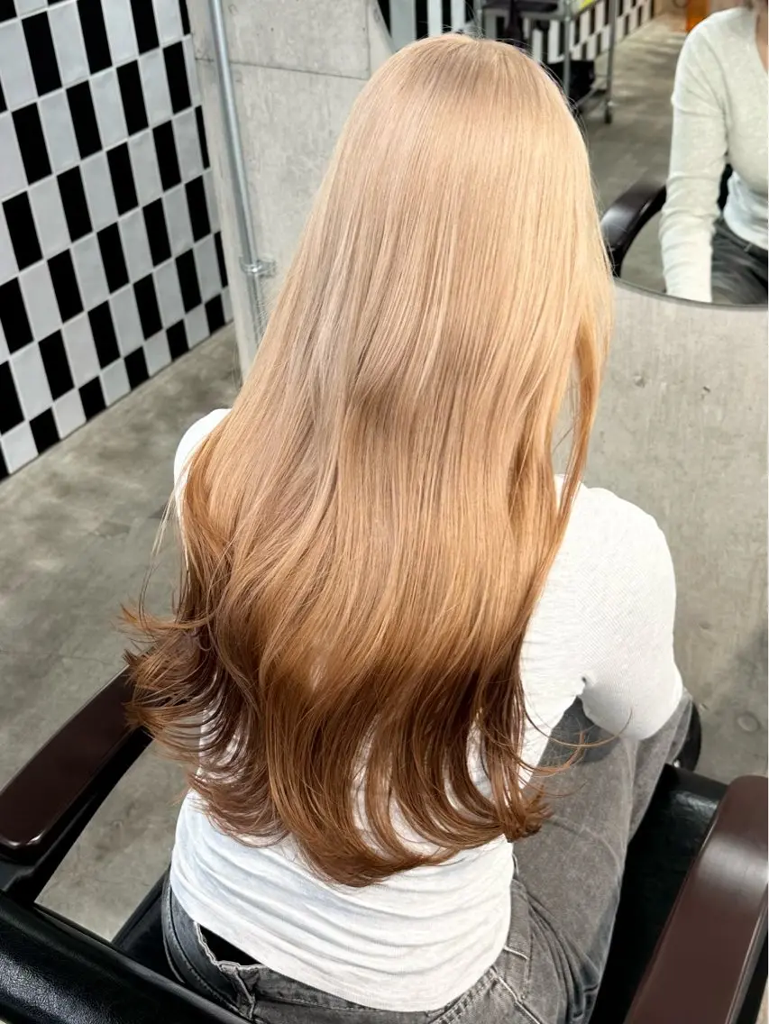 ロング ヘアカラー トリートメント 🤍ムラ修正ブリーチ 🤍原宿/YUUのヘアスタイル