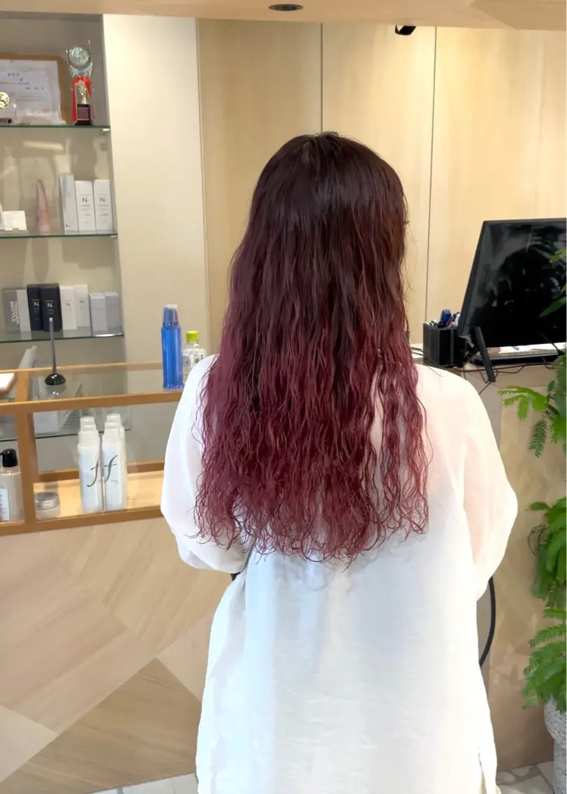 ロング カラー カット パーマ トリートメント 大石 陽菜のヘアスタイル
