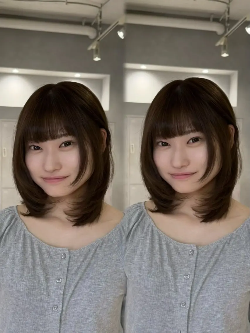 ミディアム カラー ミディアムレイヤー 透明感カラー レイヤーカット カット ヘアカラー トリートメント あんな🦋レイヤー カット/透明感カラーのヘアスタイル