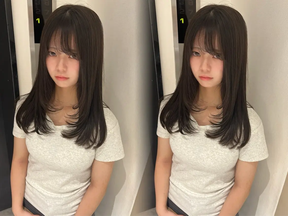 ミディアム カラー ブリーチ 透明感カラー ブリーチなしカラー ayaka🫧 梅田ダブルカラーのヘアスタイル