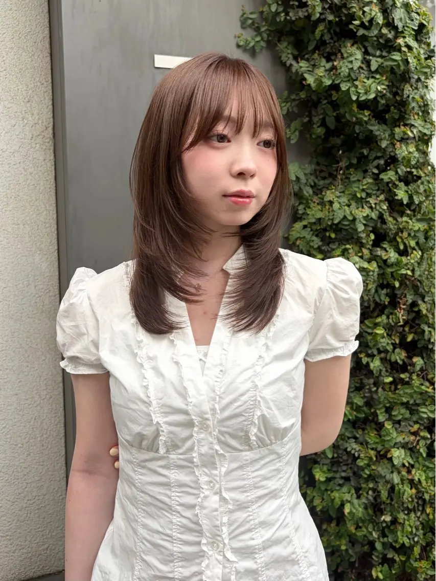 ミディアム カラー レイヤーカット カット ヘアカラー -みつま はるな-のヘアスタイル