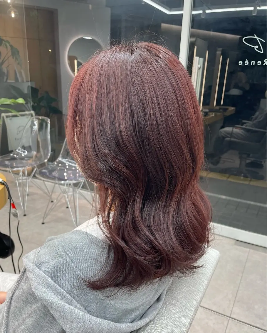 ミディアム カラー レッドカラー 澤 佑華 🎀 透明感カラーのヘアスタイル