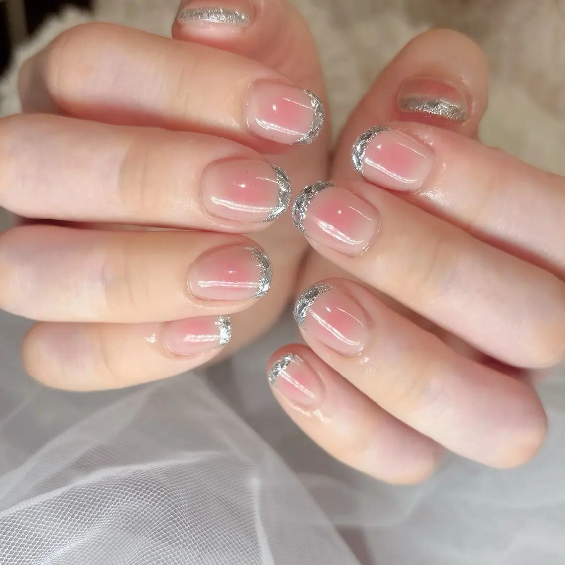 ネイル チークネイル フレンチネイル ガラスフレンチ ハンドネイル ハンドケア 心斎橋Salon Epokkuのネイルデザイン
