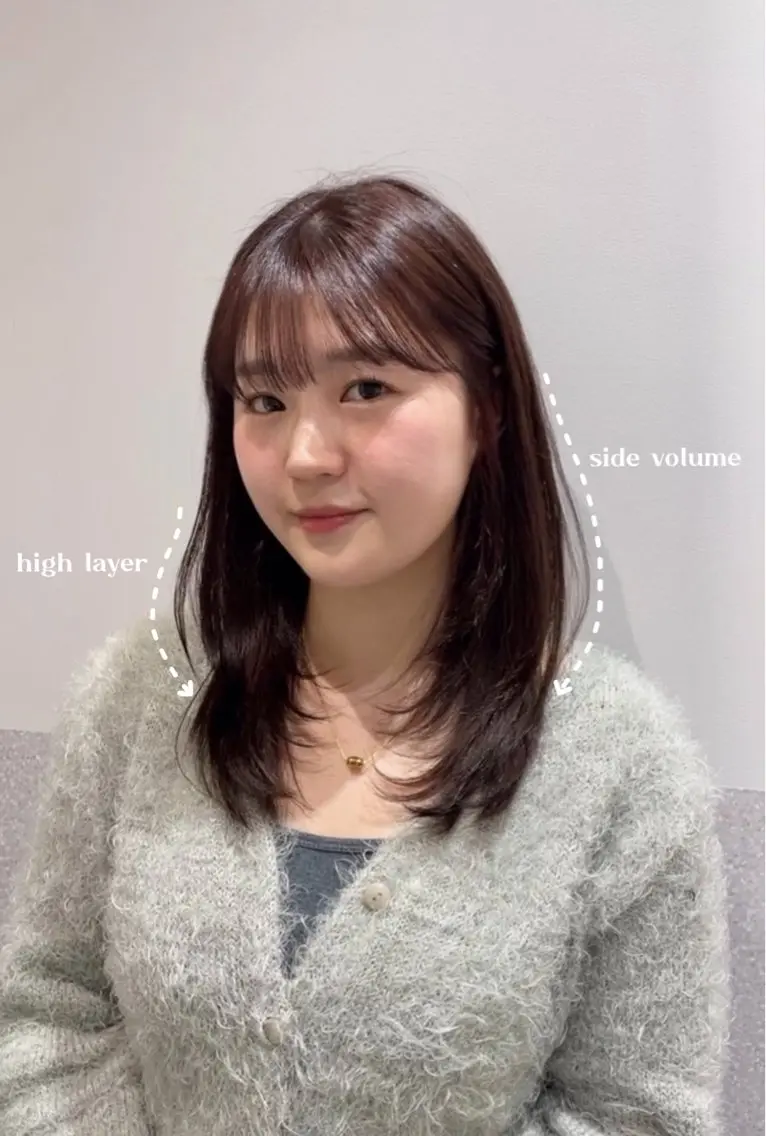 ミディアム ミディアムレイヤー ハッシュカット ハイレイヤー 韓国風ヘア レイヤーカット カット ヘアカラー トリートメント ❤︎︎韓国ヘア❤︎︎ 𝑺𝒉𝒊𝒉𝒐のヘアスタイル