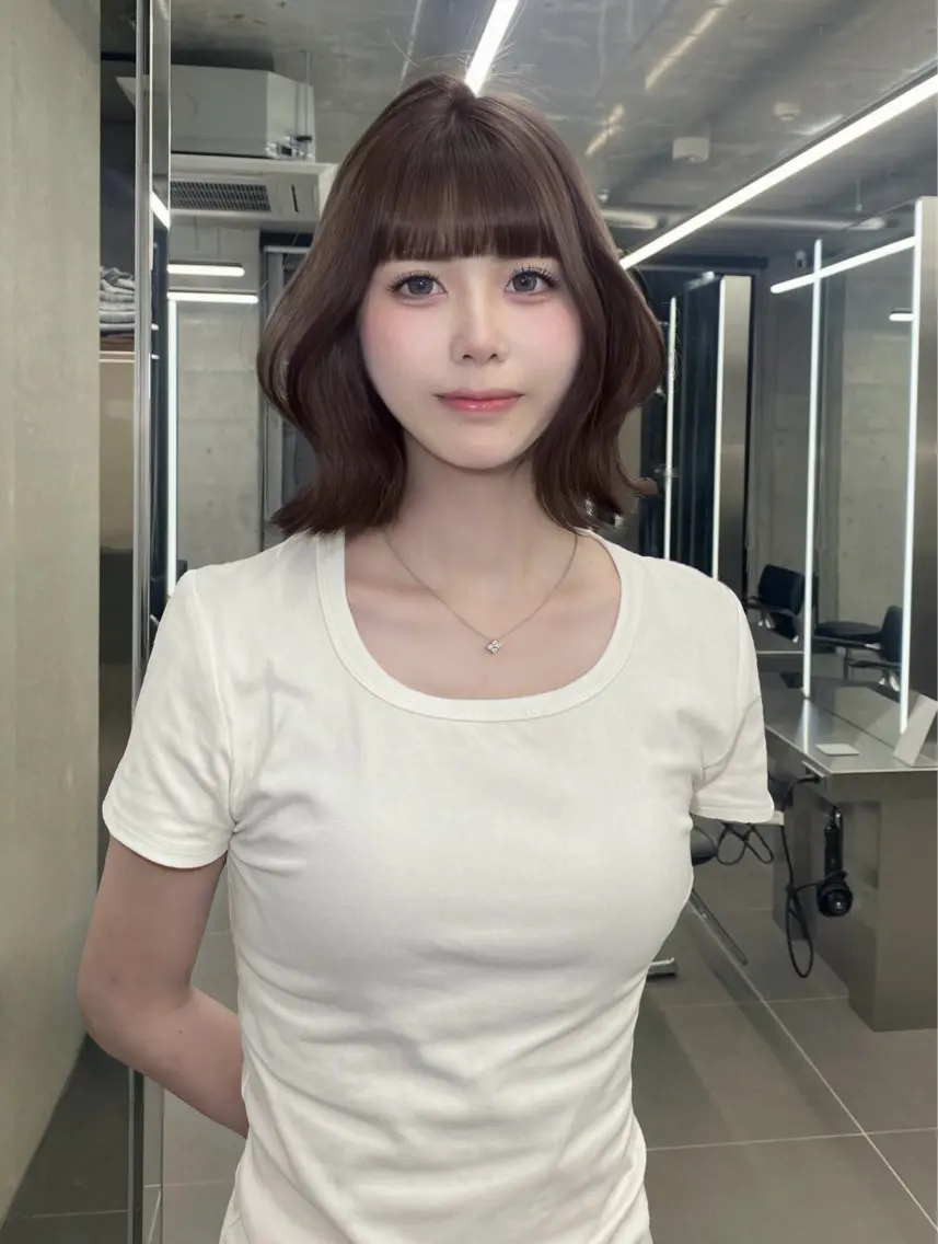ミディアム ヘアカラー ミルクティー/韓国ヘ アHaruka🎀のヘアスタイル