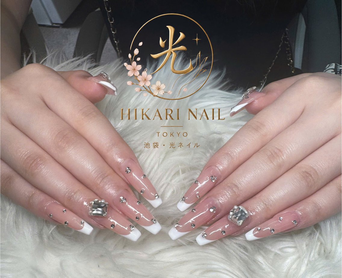 ネイル チークネイル 長さ出し フレンチネイル ガーリー ハロウィン ハンドネイル HikariNail Ikebukuroのネイルデザイン