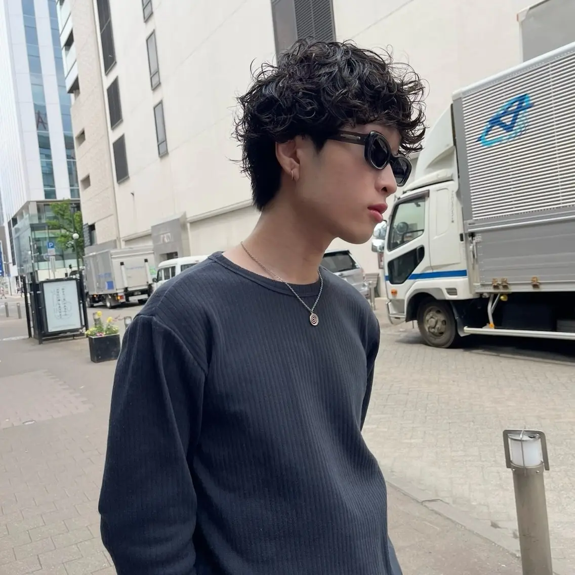 ミディアム パーマ メンズ カット パーマ 久保田大賀 /札幌美容師のヘアスタイル