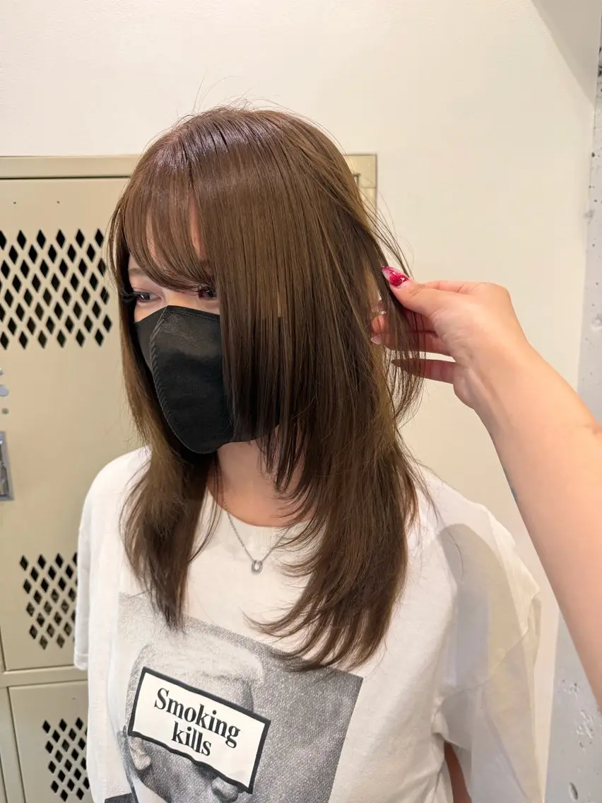 ミディアム カラー ブラウンカラー レイヤーカット ヘアカラー トリートメント 黒田 千晴のヘアスタイル