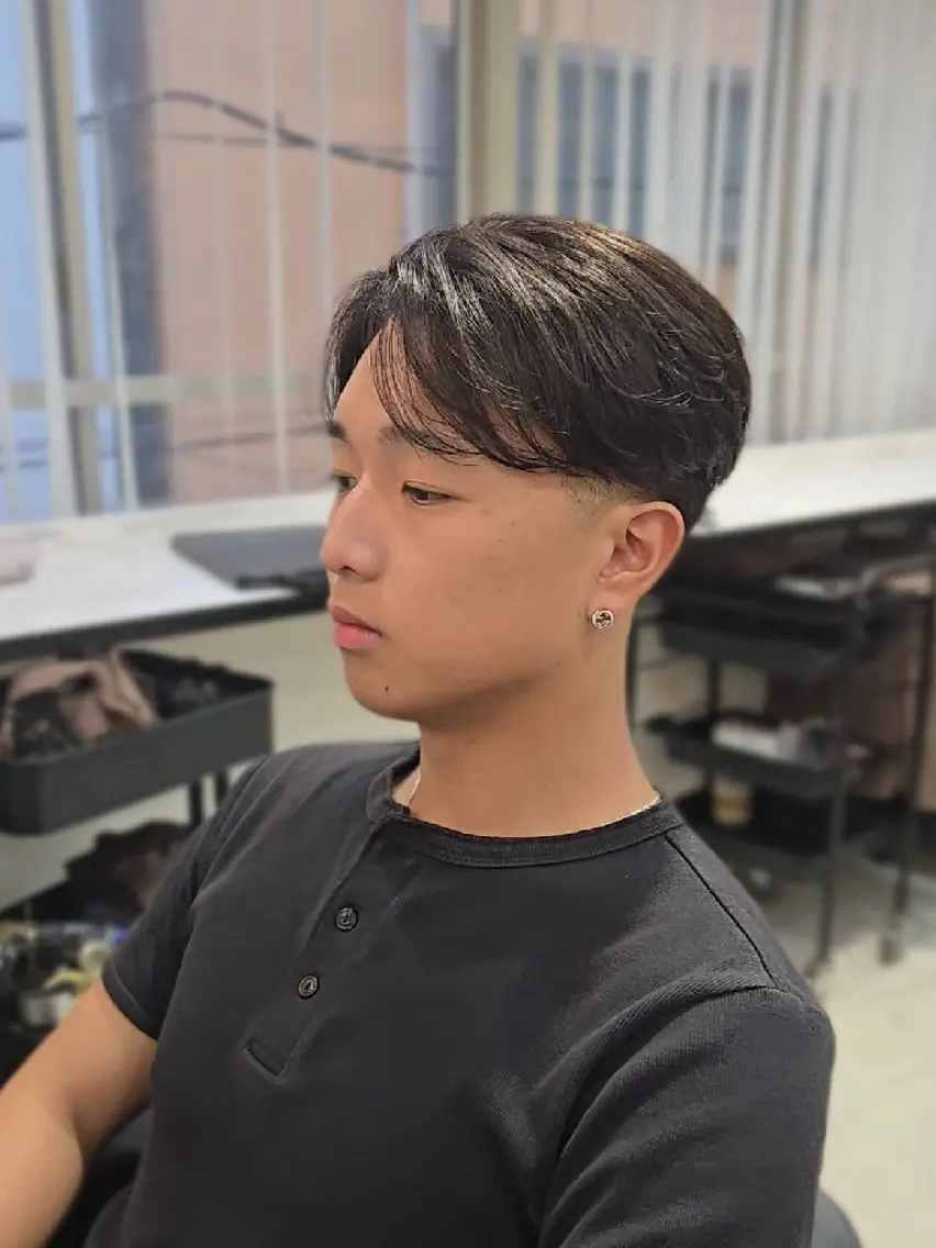 メンズ ショート センターパート フェードカット ショートヘア カット ヘアセット LEN名古屋/パーマ 海外ヘア/メンズ特化のヘアスタイル