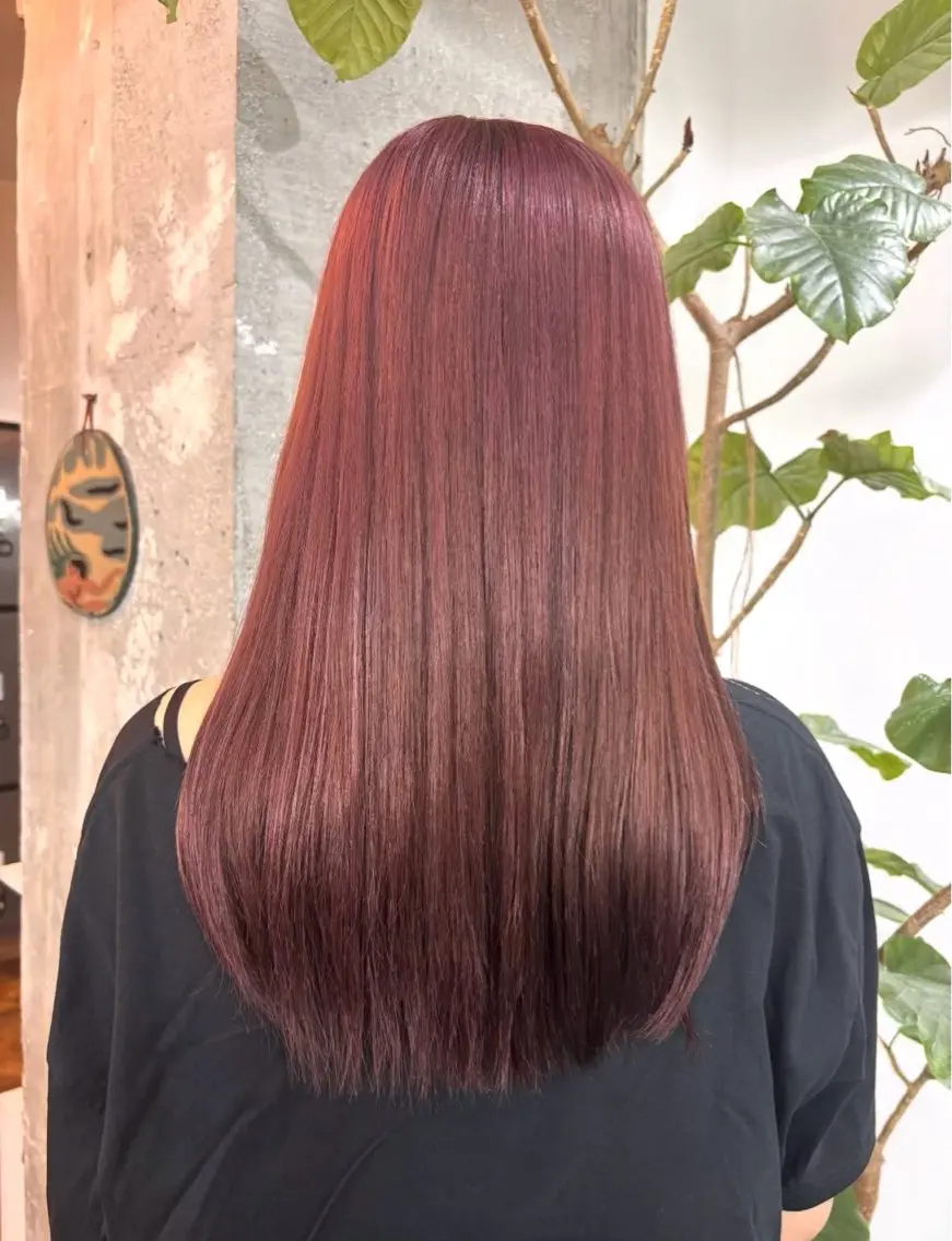 カラー ブリーチ ボルドーカラー カシス 透明感カラー ダブルカラー 村田 彩音のヘアスタイル