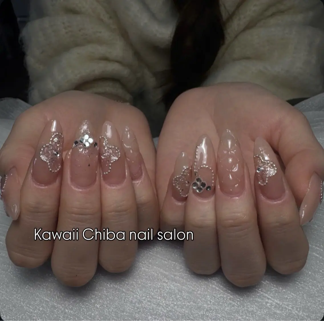 ネイル チークネイル 桜ネイル 長さ出し フラワーネイル フレンチネイル ハンドネイル ハンドケア Kawaii Chiba nailのネイルデザイン