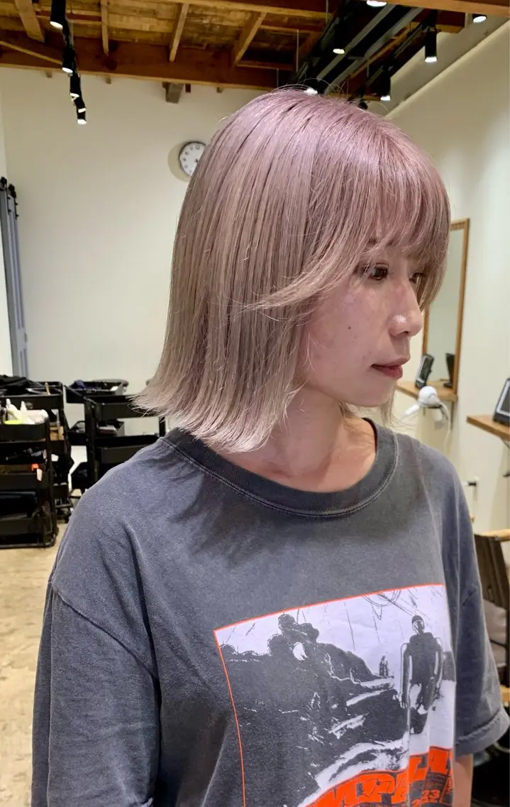 ミディアム 外ハネヘア ヘアカラー トリートメント 園田 将士のヘアスタイル