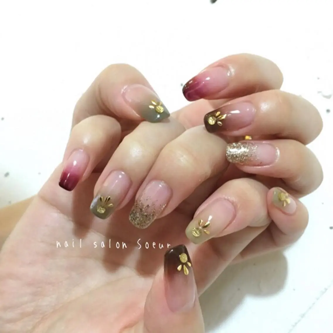 ネイル アートネイル ジェルネイル グラデーション 持ち込み ハンドネイル nail salon Soeurのネイルデザイン