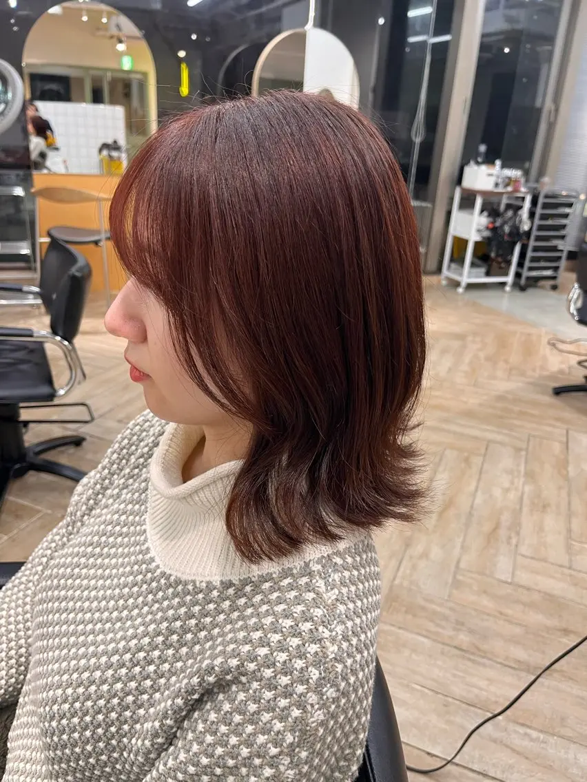 ミディアム カラー ヘアカラー トリートメント 縮毛/パーマ/カラー LUVISM佐藤里咲のヘアスタイル