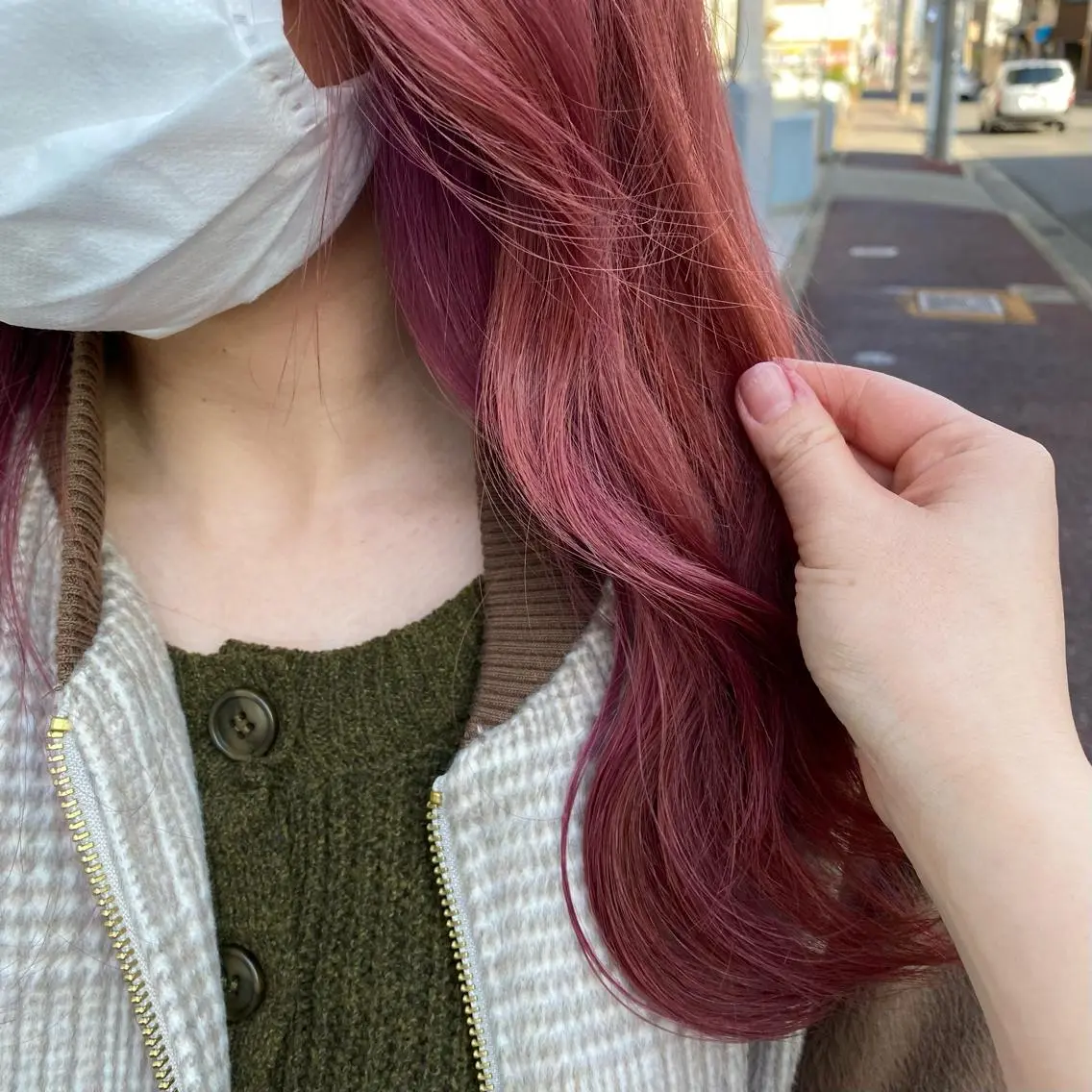 ロング ピンクブラウン 中尾 未来/艶カラー /カットモデルのヘアスタイル