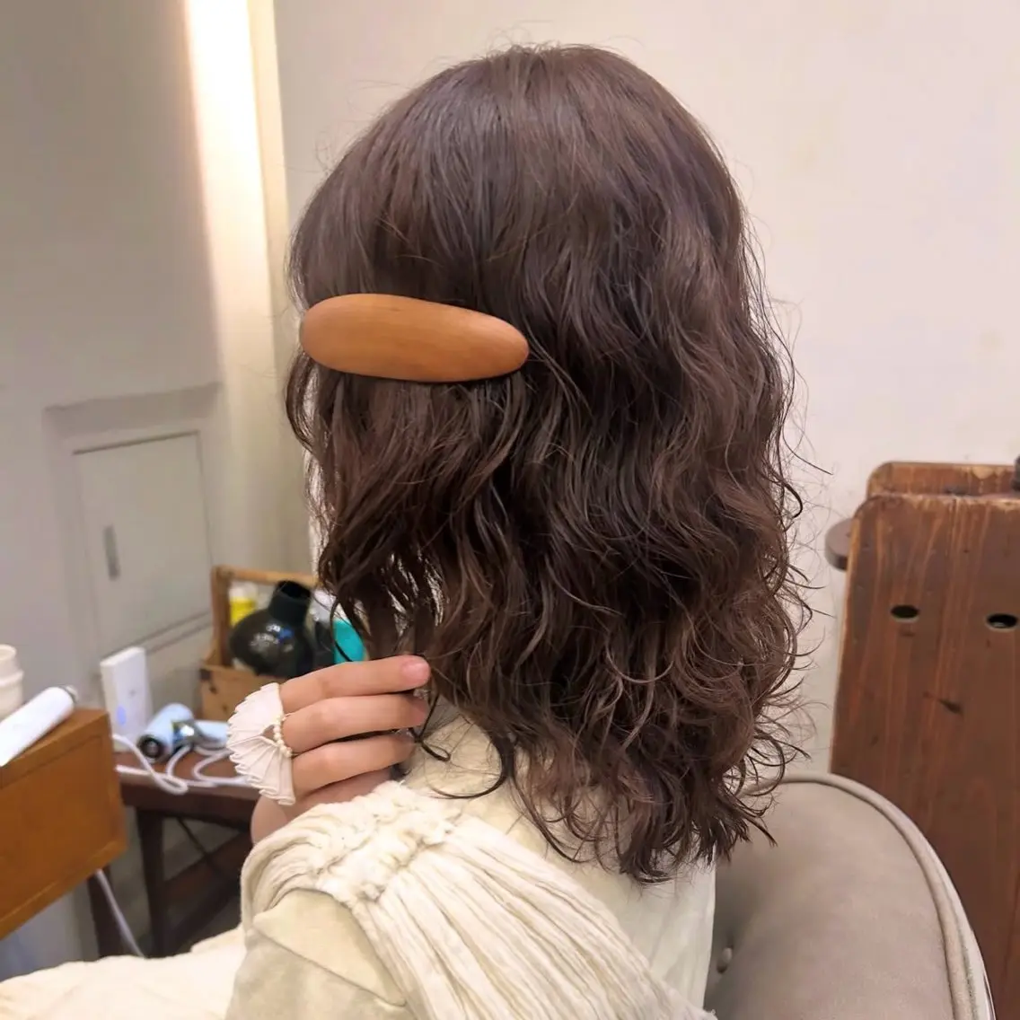 セミロング パーマ 透明感/ くるくるパーマミウのヘアスタイル