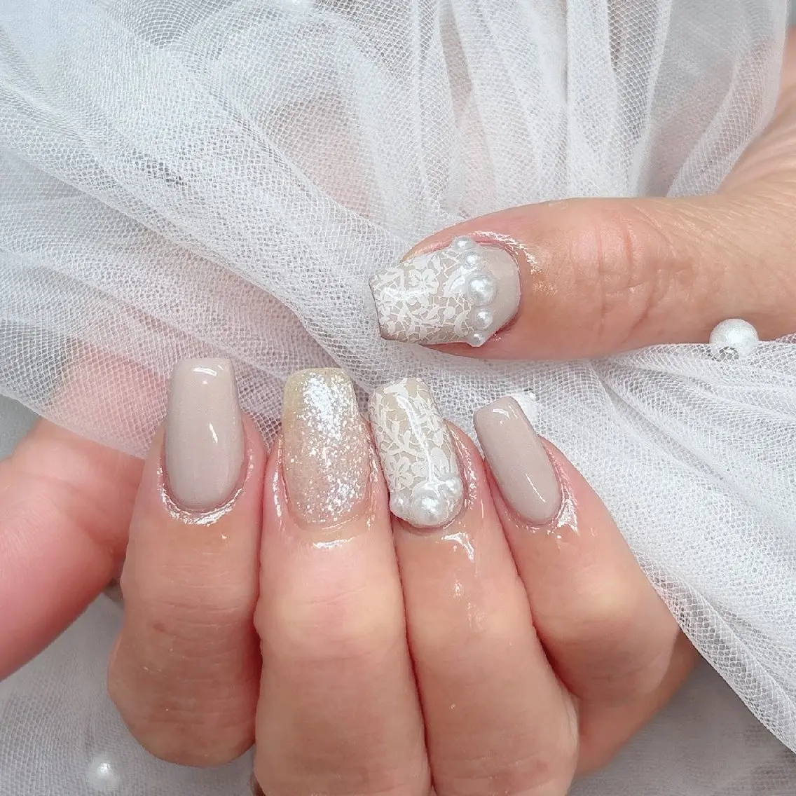 ネイル レース ハンドネイル 心斎橋Salon Epokkuのネイルデザイン