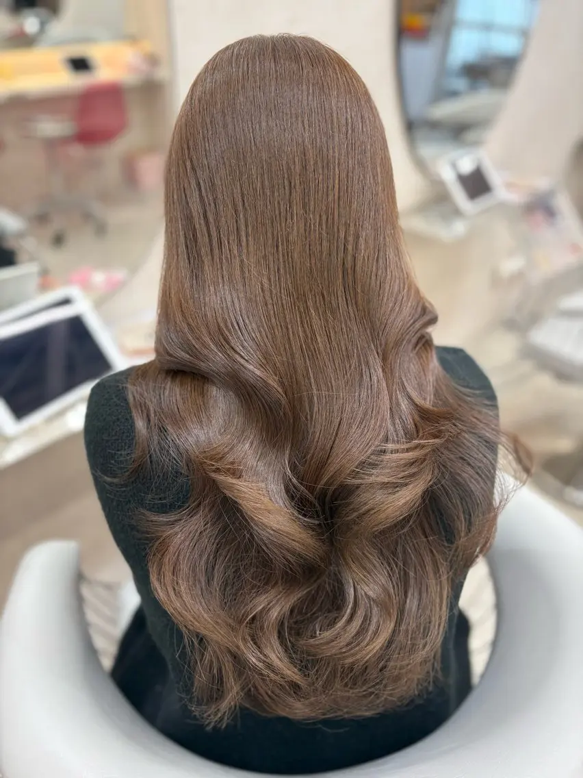 ロング カラー カット ヘアカラー トリートメント 新宿/韓国ヘア 中明度カラー/かやのヘアスタイル