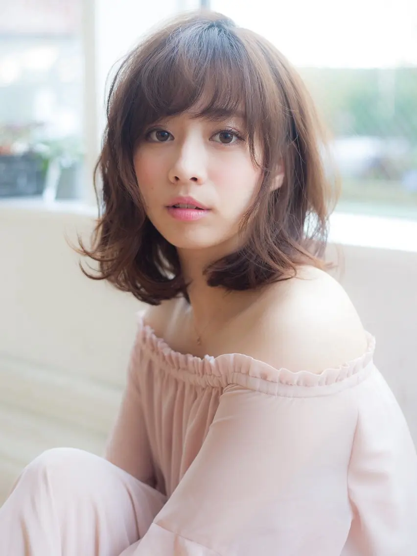 ミディアム カラー パーマ ヘアアレンジ 髪質改善/韓国風 レイヤー/田村祐樹のヘアスタイル